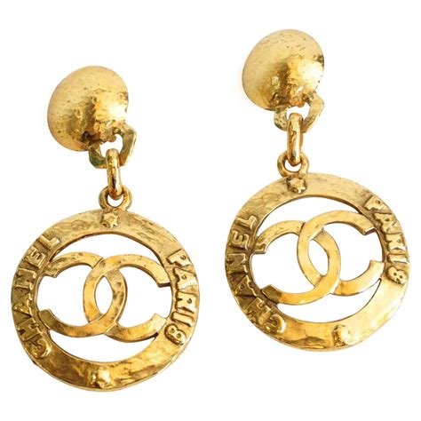 chanel hoops|vintage chanel hoop earrings.